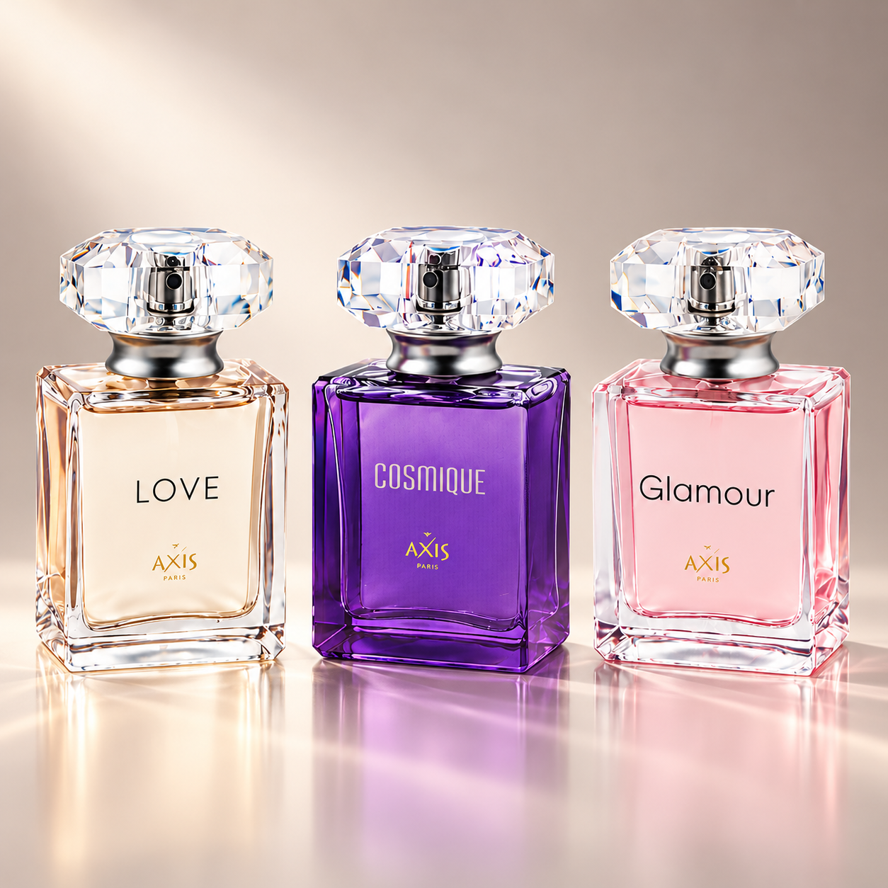 Flacons Axis Love, Cosmique et Glamour